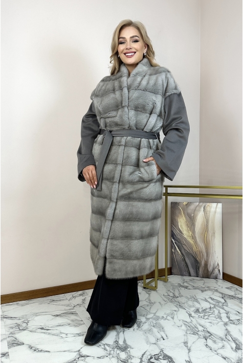 Шуба из норки с воротником 8013789